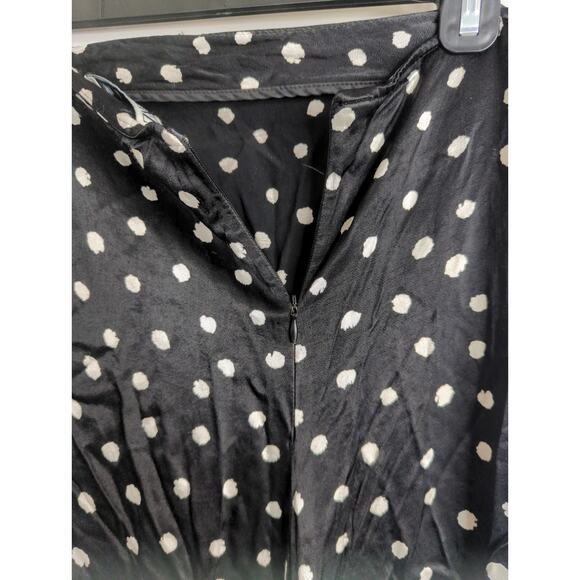 Zara Black & White Polka Dot Midi Long Skirt Women's Large Satin Ruched Bloggers - Picture 7 of 12